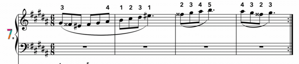 An excerpt from Smart Scales that shows a melodic excerpt in G Sharp minor | Traditional vs. Comfortable Piano Fingering for Scales | ComposeCreate.com